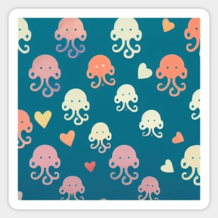 Under the Sea with Octopi in Love - Super Cute Colorful Cephalopod Pattern Sticker
